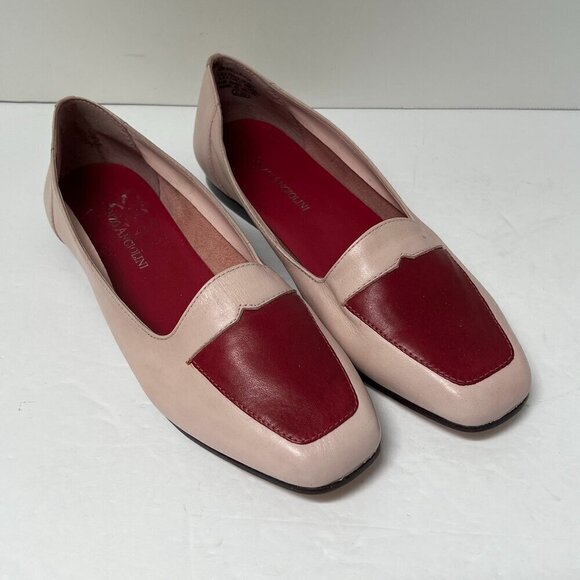 Enzo Angiolini Leather Flats Womens Liberty Pink Two Tone Aebellevue Size 6.5M - Picture 1 of 11